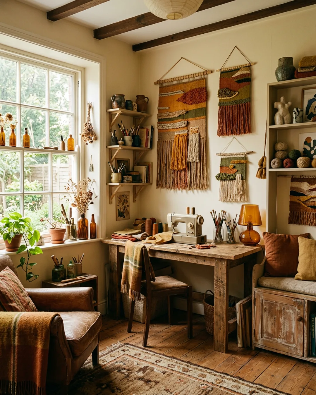 Room transformed with repurposed art and furniture